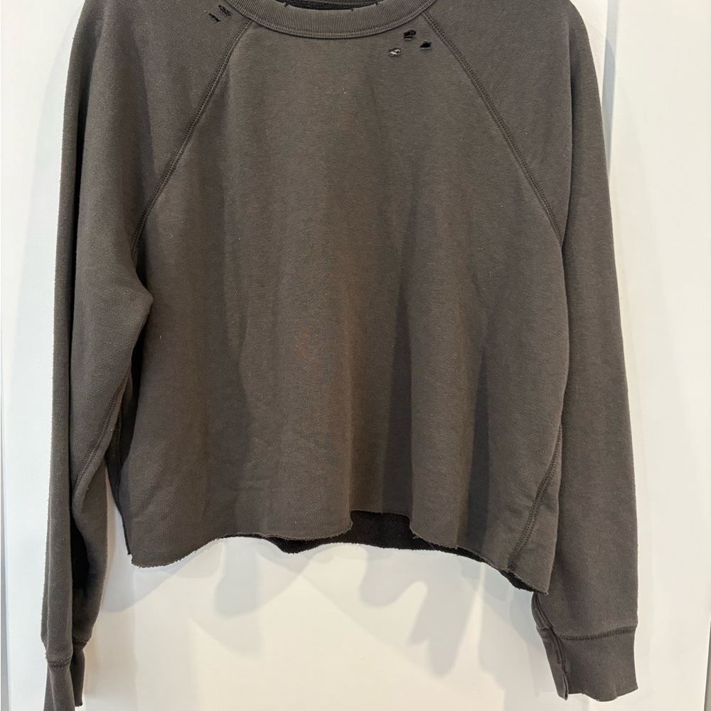 Aerie Charcoal Distressed Sweatshirt